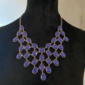 Elegant Gold and Blue Statement Necklace